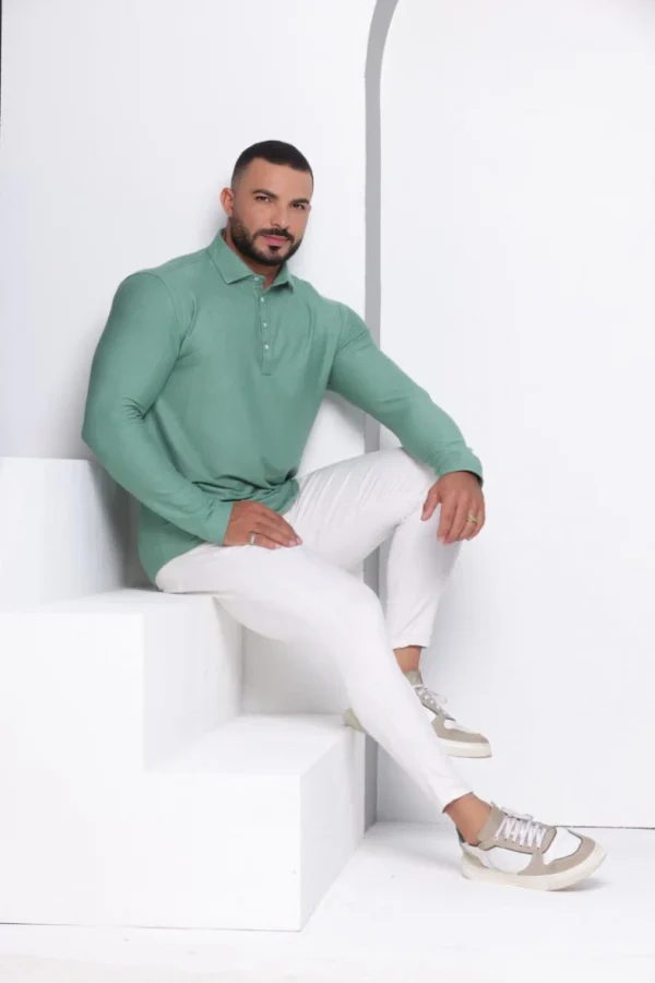 Bata Masculina de Cotelê Manga Longa Verde