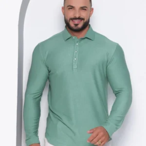 Bata Masculina de Cotelê Manga Longa Verde