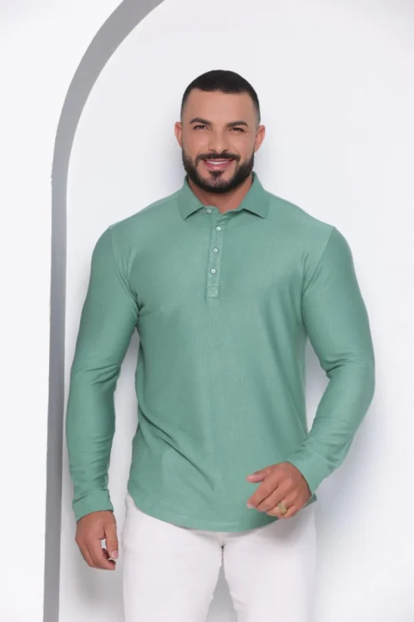 Bata Masculina de Cotelê Manga Longa Verde