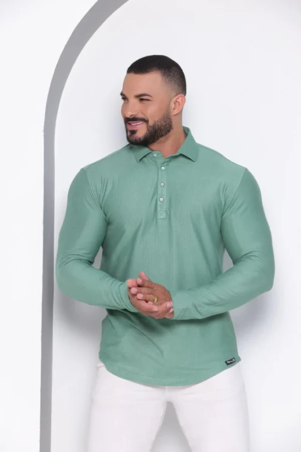Bata Masculina de Cotelê Manga Longa Verde