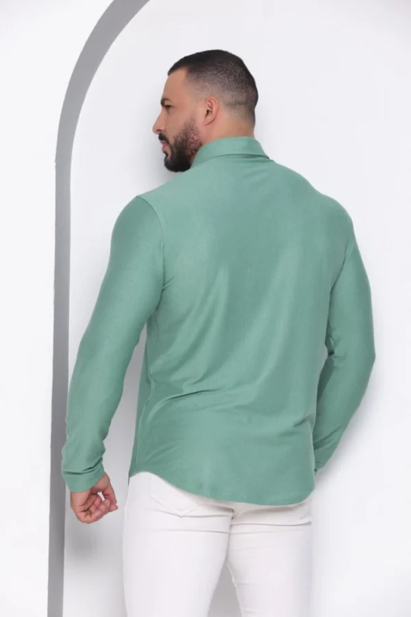 Bata Masculina de Cotelê Manga Longa Verde