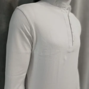 Bata Masculina Gola Padre Manga Longa Canel. Branca