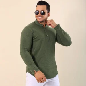 Bata Masculina Gola Padre Manga Longa Magnet. Verde
