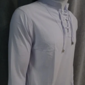Bata Masculina Gola Padre Manga Longa CC Branca