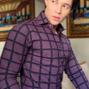 Camiseta Xadrez Masculina Manga Longa Vinho